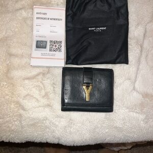 Saint Laurent Black Card Holder with Gold Detail